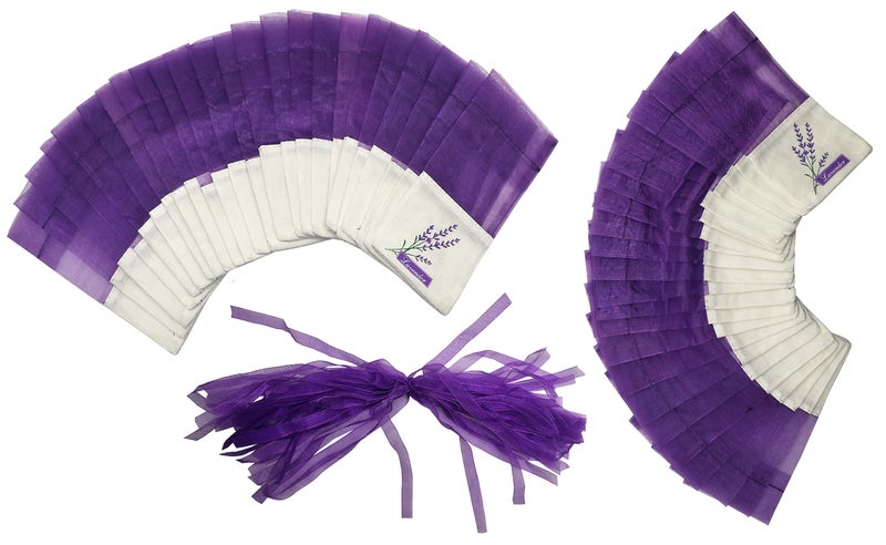 Sanrich 50PCS Lavender Sachet Bags Empty Purple Gauze Ribbons Cotton-Ramie Sacks (deep Purple) - Image 3